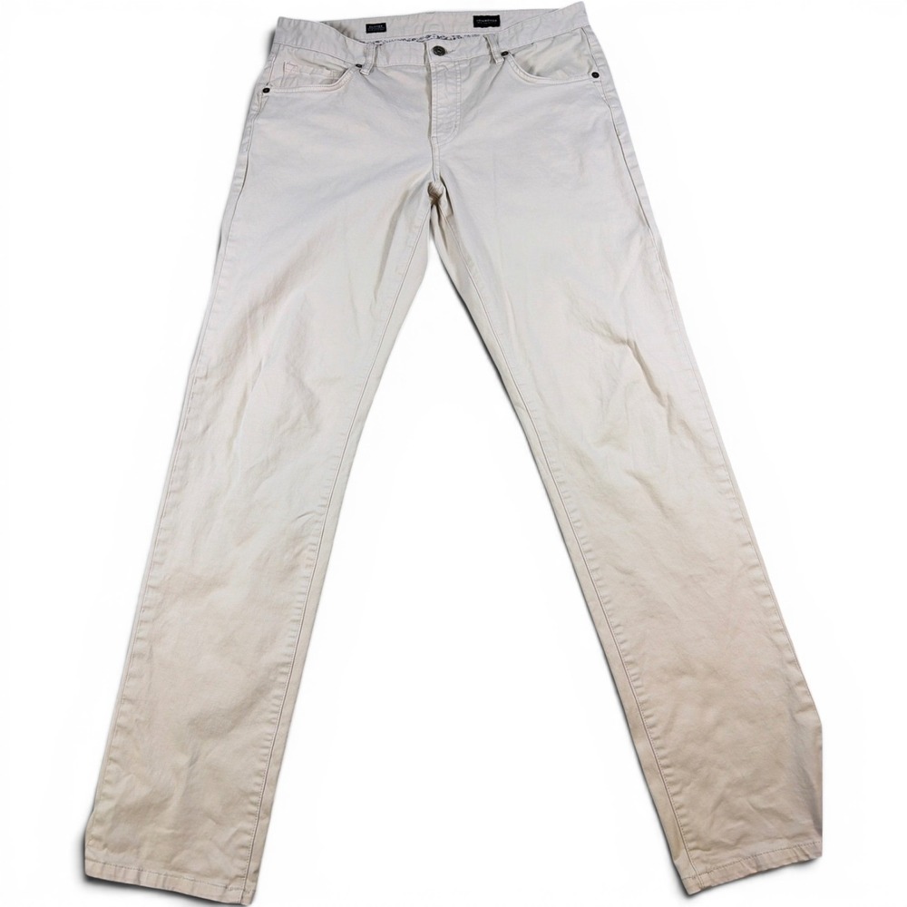 7 Diamonds Clifton Slim Straight Pants Mens 33x34 Beige Khaki Stretch Chino
